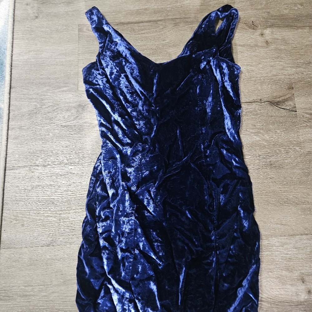 Betsey Johnson Deep Blue Velvet Mini Dress PUNK LABEL